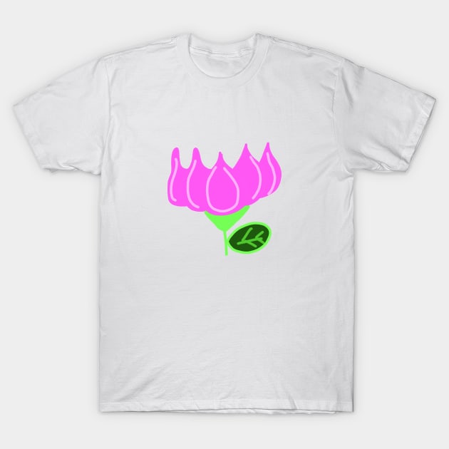 pink lotus green leaves design T-Shirt by creatilory